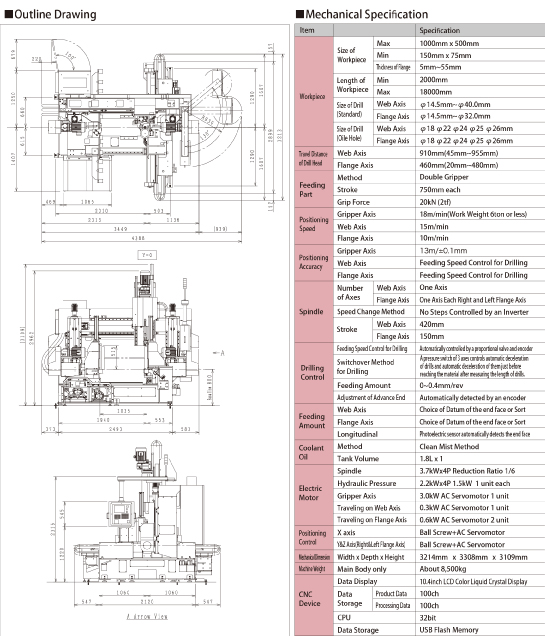cnc drilling machine specification